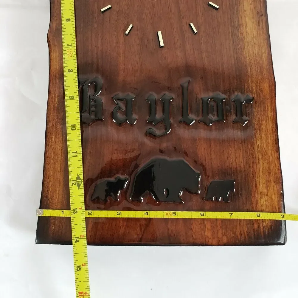 Baylor University Brown Rectangular Handmade Wooden Clock DOESN'T WORK
